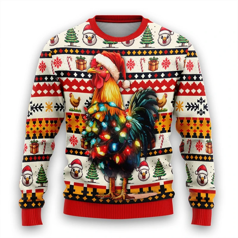 Kurczak Brzydka świteczna Bluza для женщин Clothes Funny Rooster Graphic Sweatshirts Повседневные пуловеры