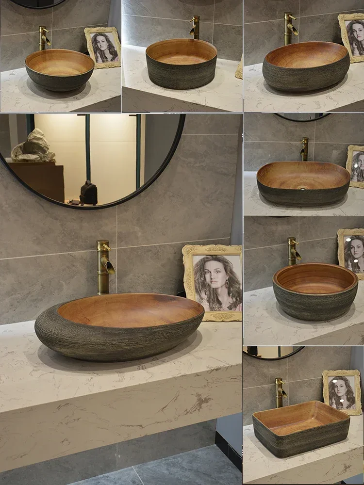 Художественная раковина для стола овальная умывальника креативная керамическая