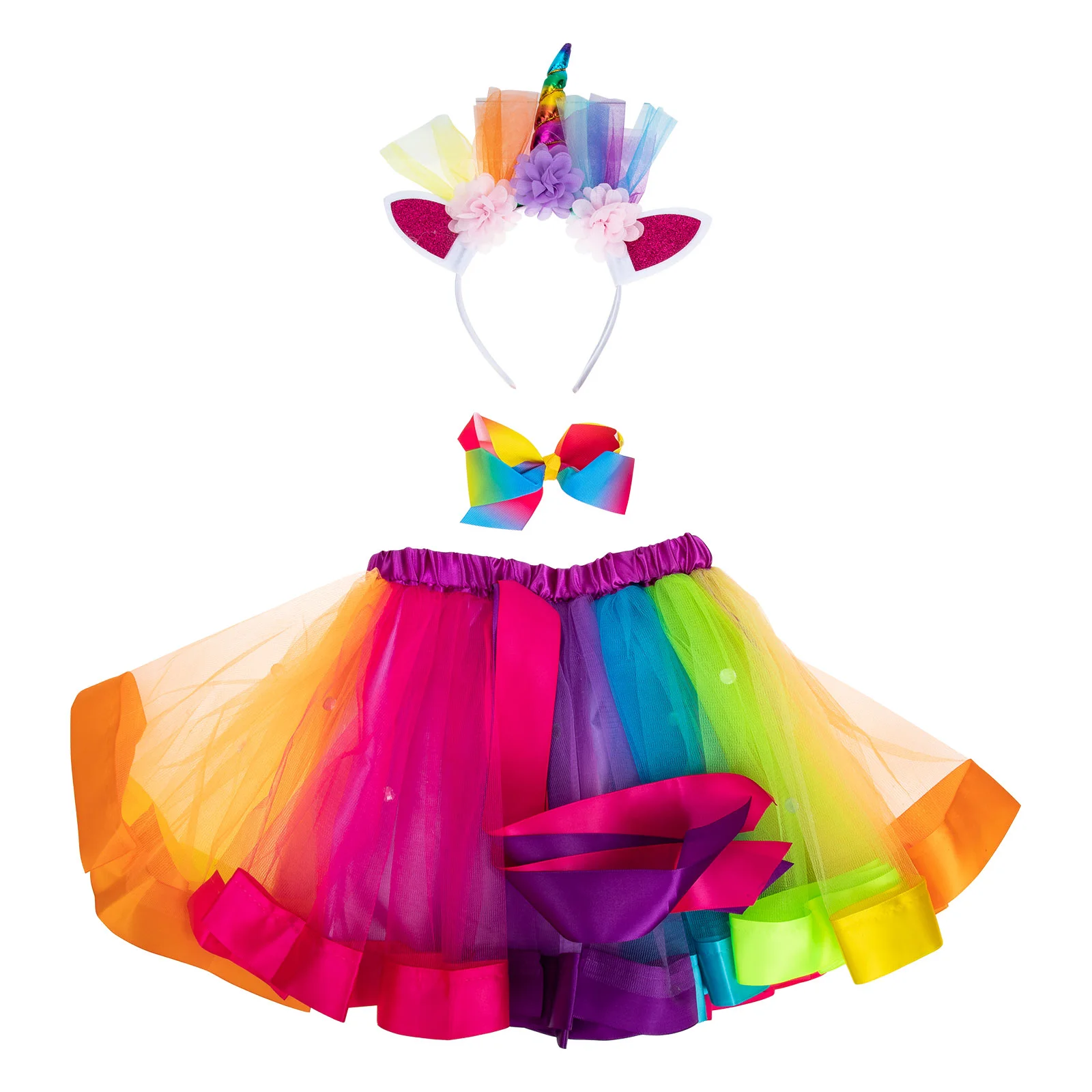 

1 Set Girl Tutu with Headdress Girl Colorful Tutu Set Headdress with Skirt Cosplay Dress