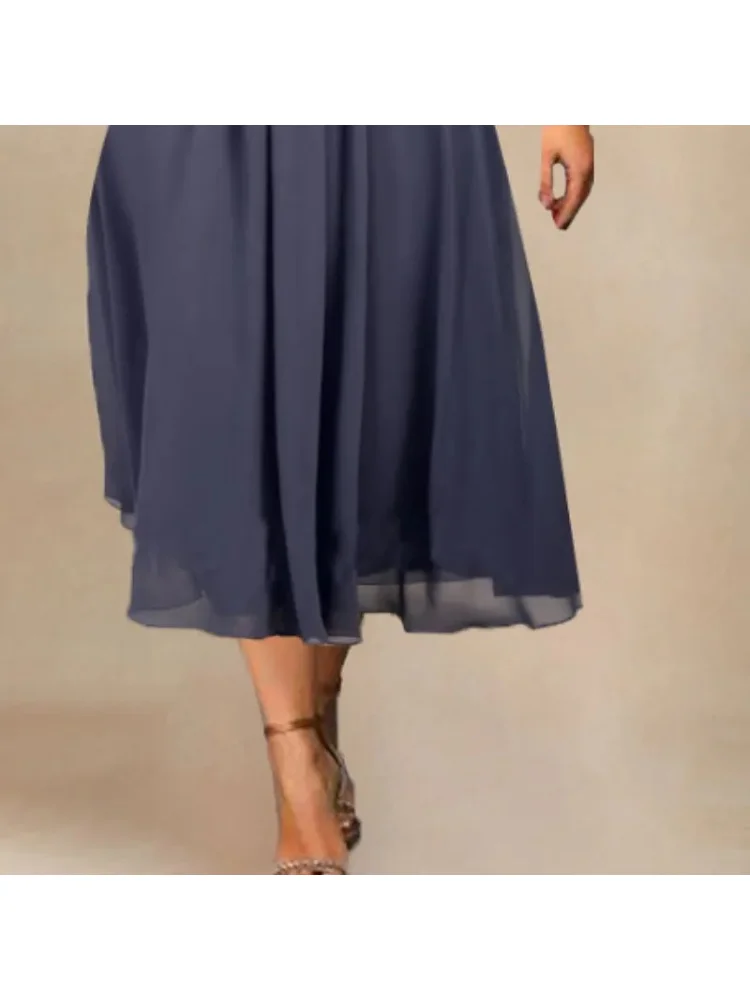 Solid V-neck ruffled short sleeves spring, summer and autumn sexy holiday casual dress plus size women clothing