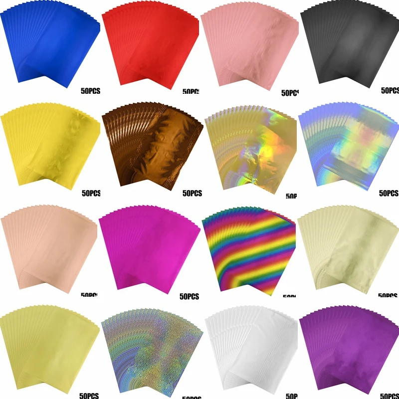 

50Pcs Toner Reactive Foil Holographic Multicolor Paper Diy Crafts Make Hot Foil Plates By Laser Printer and Laminator Scrapbook