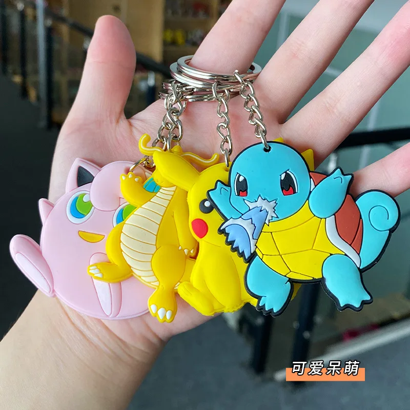 Anime Pokemon Action Figure Pikachu Bulbasaur Squirtle Charmander Car Keychain Squirtle Psyduck Backpack Pendant Pvc Model Toys