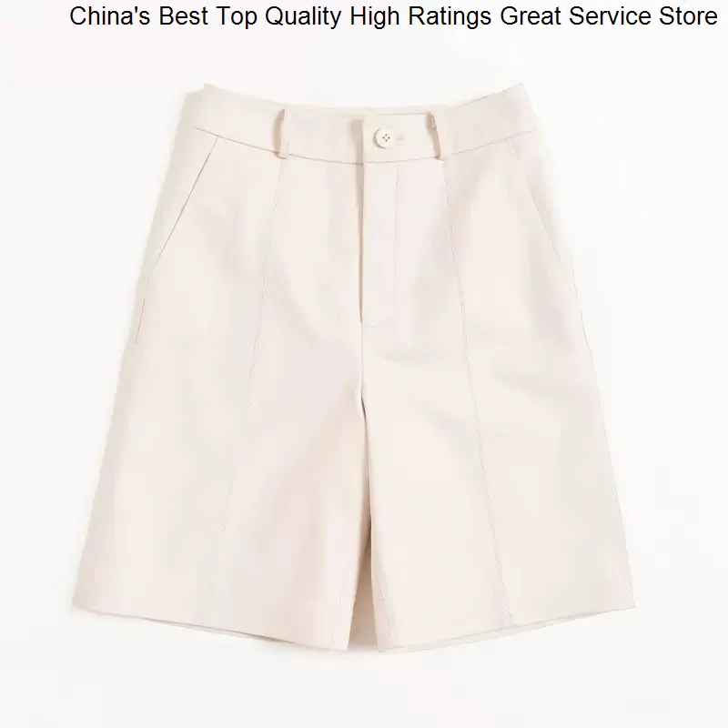 Women Hwitex Woman Genuine Leather With Official Trench Femme High Waist Causal Mujer Sexy Booty Short HW3264