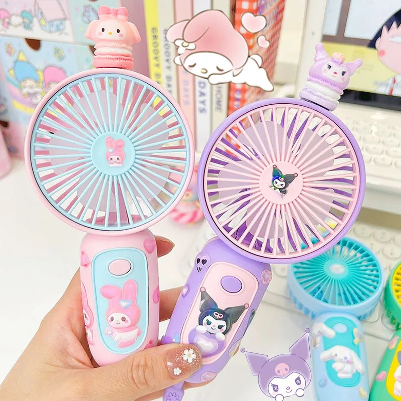

Kawaii Sanrioed ручной вентилятор 2023 мультфильм моя мелодия Kuromi Cinnamoroll почтовый вентилятор с Usb зарядкой летний портативный маленький вентилятор