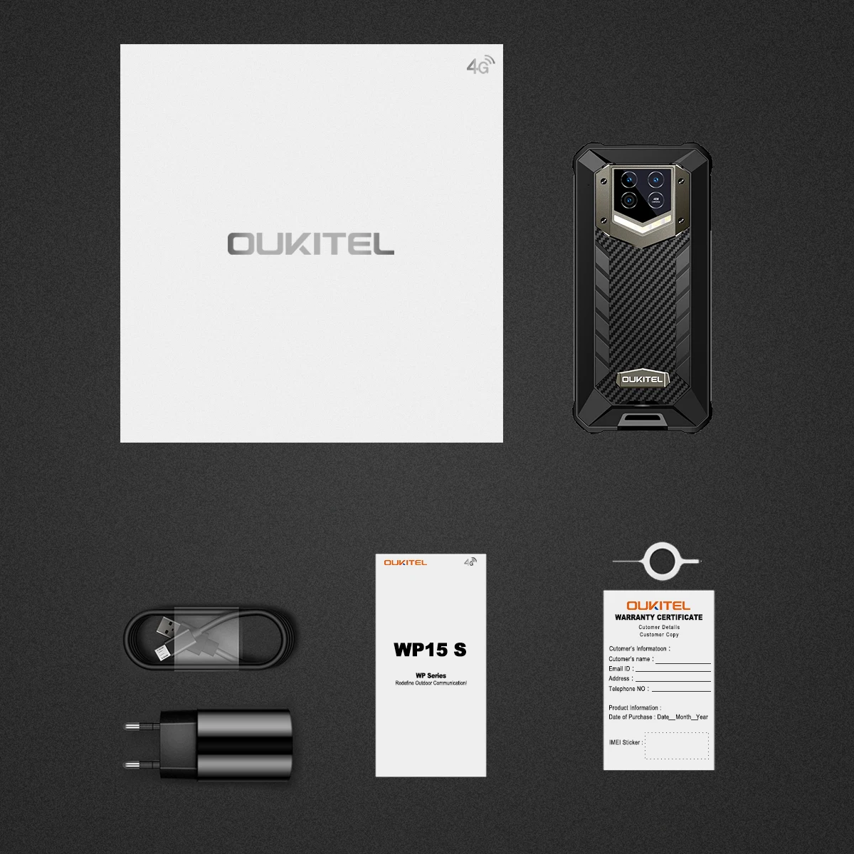 OUKITEL WP15 S WP15S 15600mAh Rugged Phone 6.52''HD+ IP68 Waterproof Mobile Phone 4GB+64GB 20MP Triple Camera Global Bands Phone