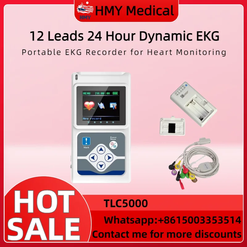 Фото Портативный 12-канальный динамический регистратор ЭКГ TLC5000 + программное обеспечение для ПК – совместим с Windows 10/8/7 №1