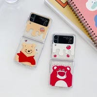 disney winnie the pooh transparent phone case for samsung galaxy z flip 3 5g hard pc back cover for zflip3 case protective shell