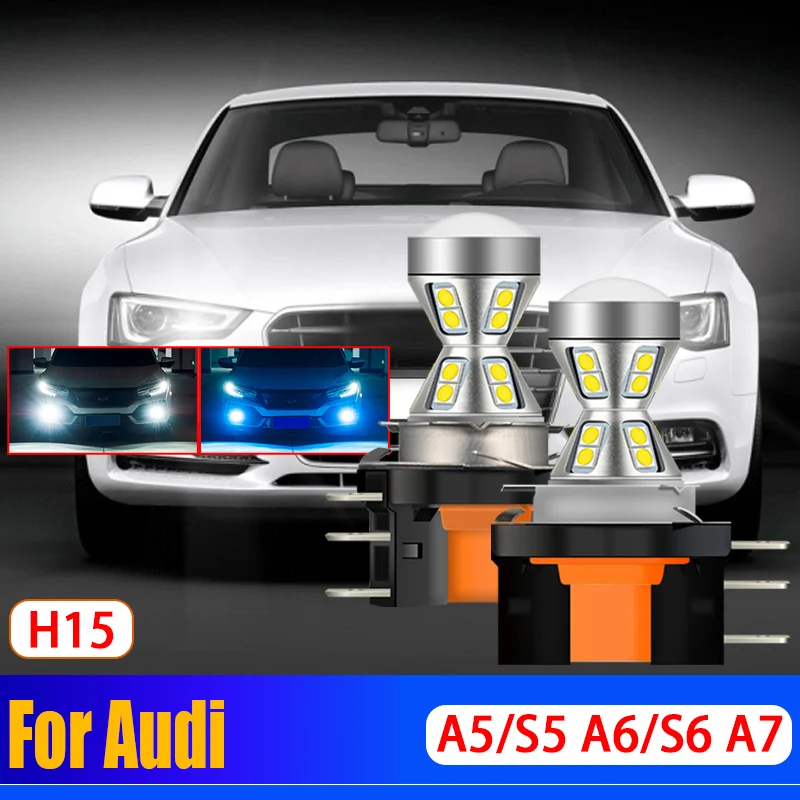 

2Pcs Car Canbus H15 LED DRL Front Signal Day Light Bulbs Daytime Running Lamps For Audi A5/S5 2010-2012 A6/S6 2009-up Q7 2010-up