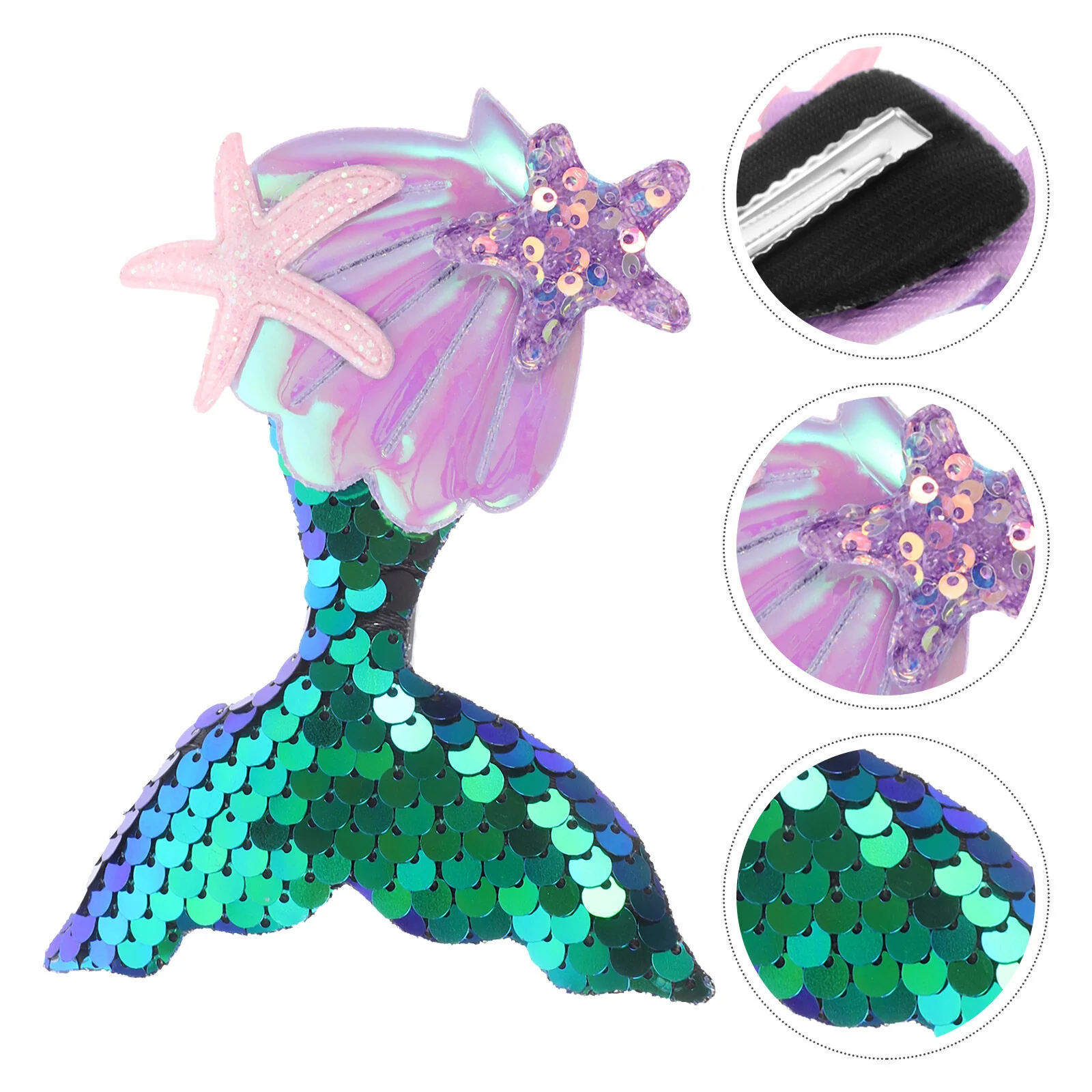 

2 Pcs Summer Hair Accessories Little Clip Mermaid Girls Beach Barrettes Clips Sequin Cloth Small Child