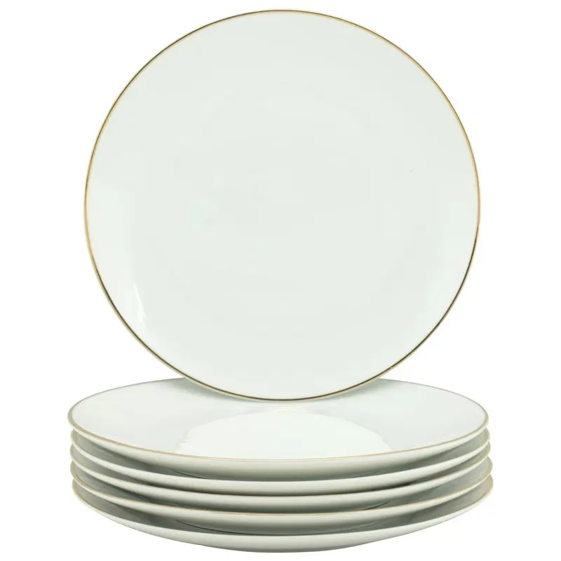 

Coupe Gold Line Porcelain Luncheon Plate Set of 6 Ceramic Dinnerware Set Dessert Dinner Plate Dishes Plates and Bowls Set