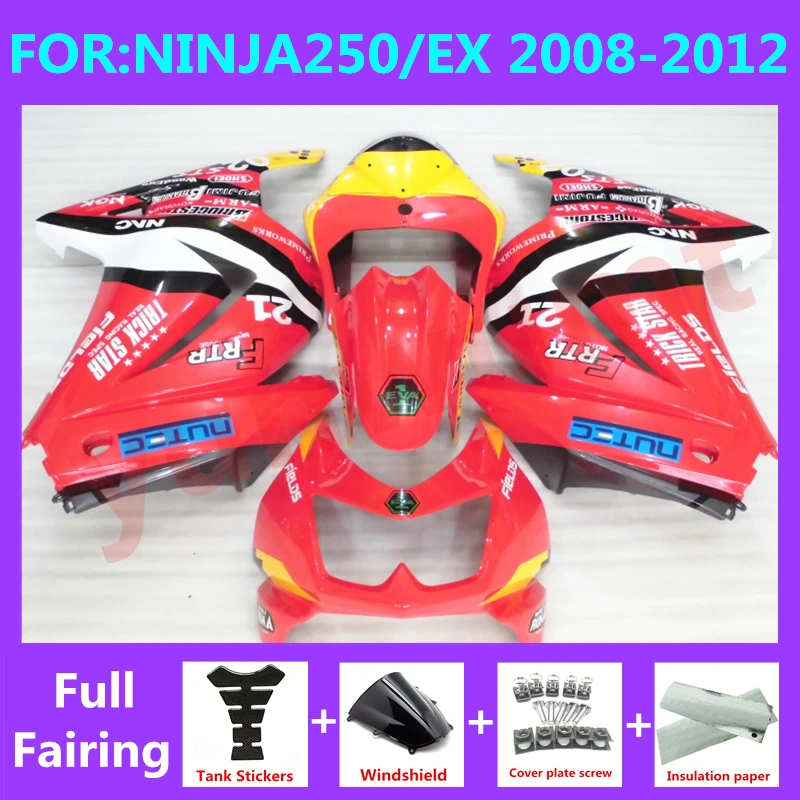 

New ABS Motorcycle full Fairing kits Fit for ninja 250 ninja250 2008 2009 2010 2011 2012 EX250 ZX250R fairings kit red black