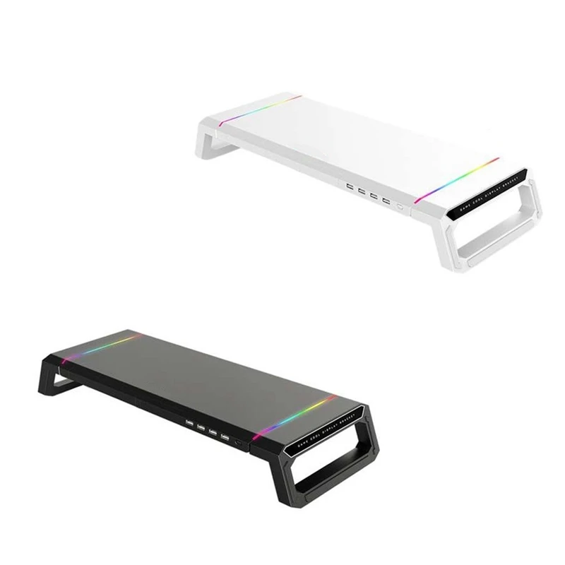 

RGB 4 USB3.0 Charging Desk Organizer Universal Monitor Stand Riser Adjustable Desktop Computer Monitor Riser