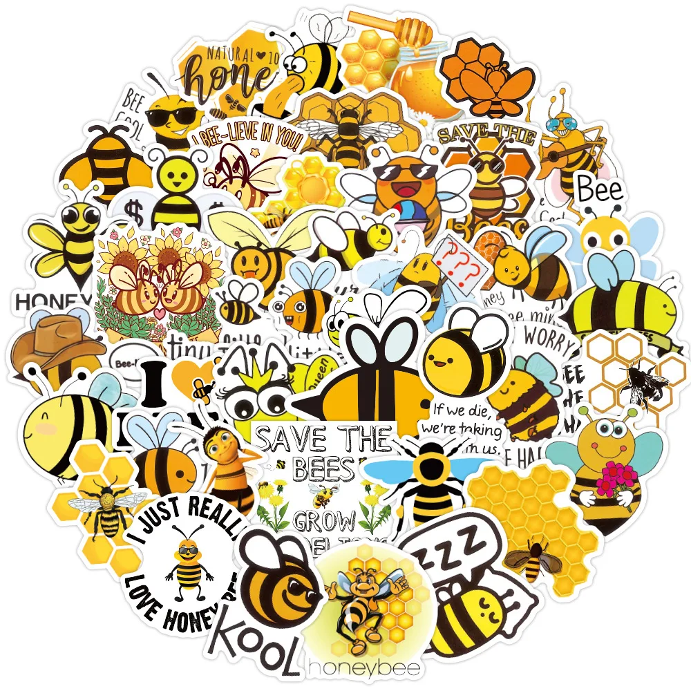 

Yxforever 50/100Pcs Honey Bee Stickers Cute Cartoon Bees Animal Decals for Water Bottles Laptop Suitcase Phone Waterproof Decals
