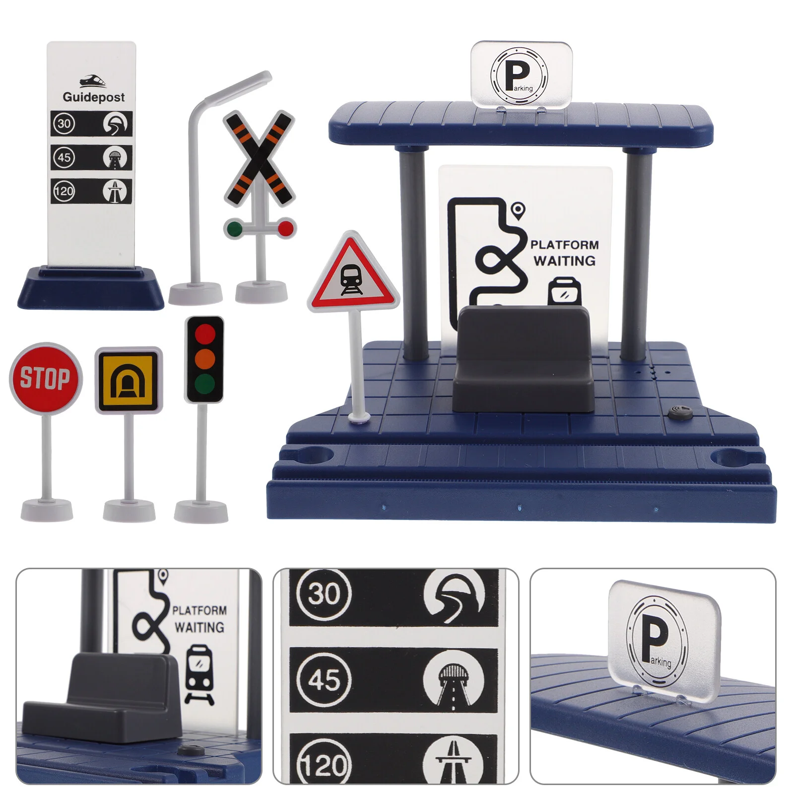 

Set Accesorios Auto Car Transport Plaything Decorate Barricade Railway Abs Simulation Decorative Barricade Plaything Pretend