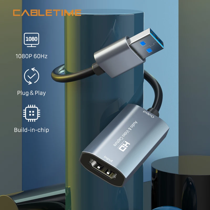 CABLETIME HDMI карта видеозахвата 4K USB 3.0 HD аудиорекордер видеозахват коробка для PS5
