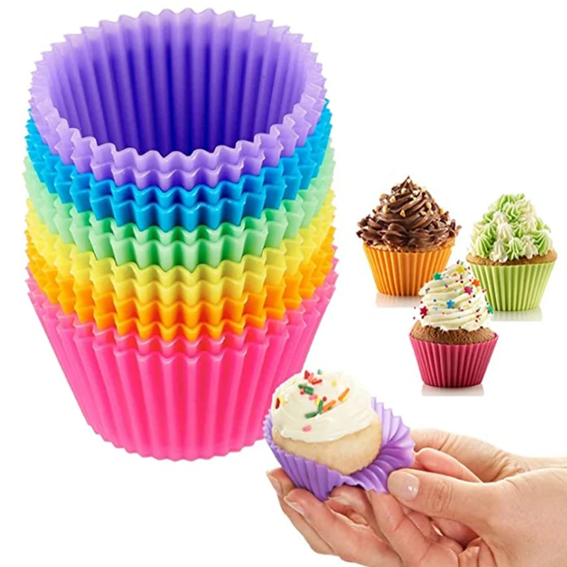

1/12Pcs Silicone Cake Mold Muffin Cupcake Paper Cups Reusable Bakeware Nonstick Bread Pastry Mould DIY Kitchen Baking Tray