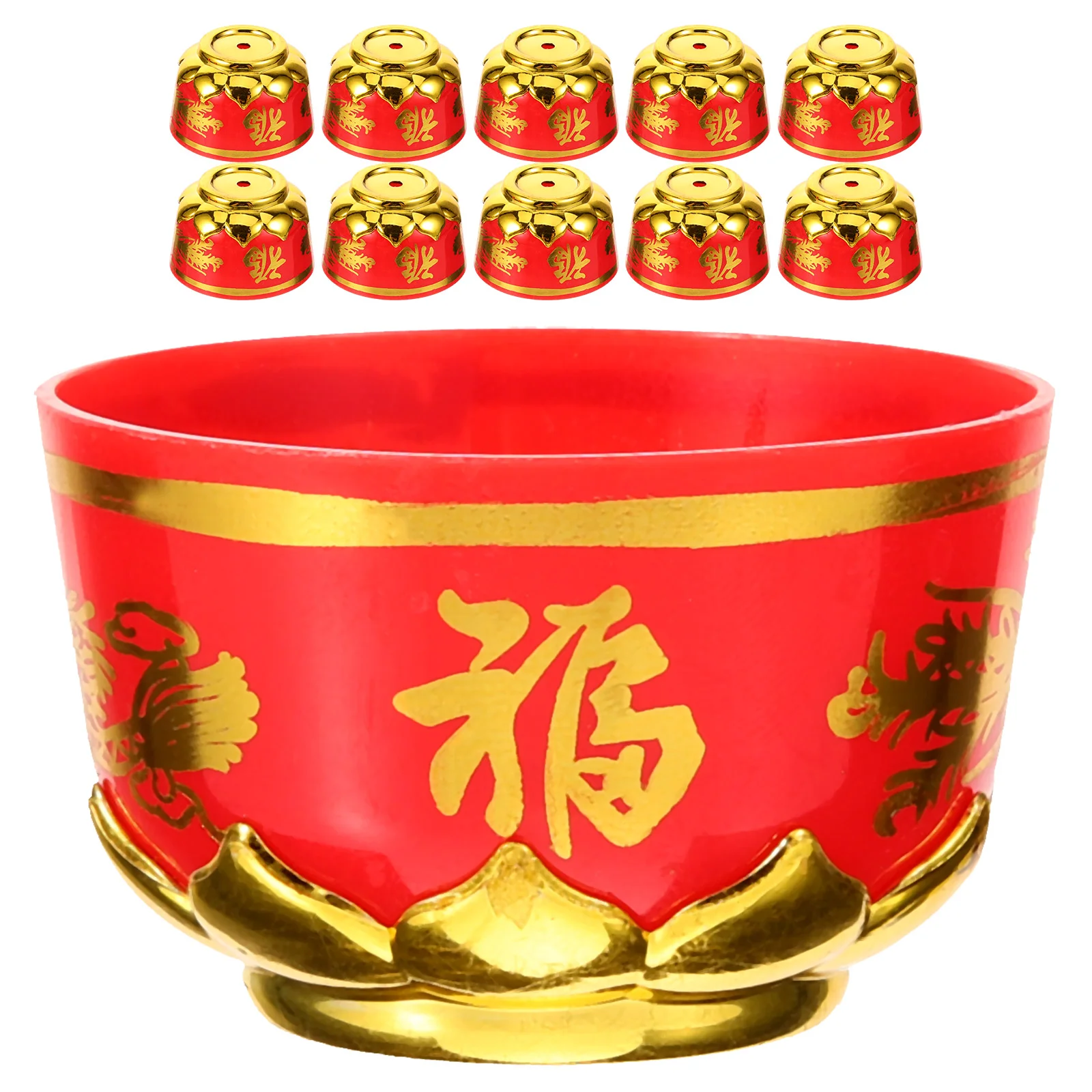 

24 Pcs Worship Cup Gold Decor Bowl Supply Burning Holy Decorate Exquisite Offering