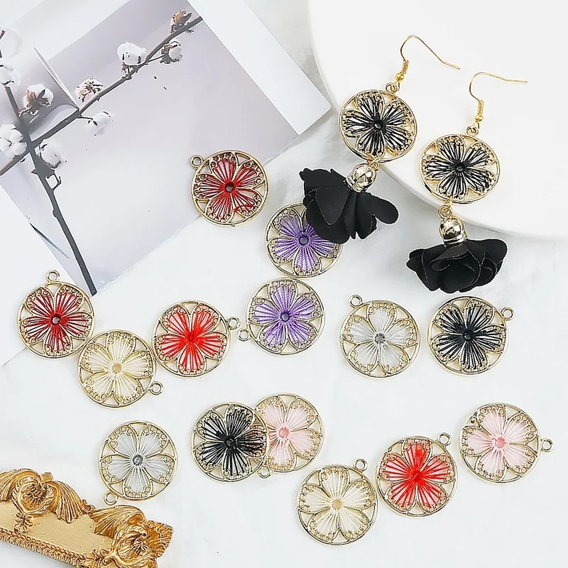 Сплав круглый пятилистный цветок брелок аксессуары материал DIY ручной работы