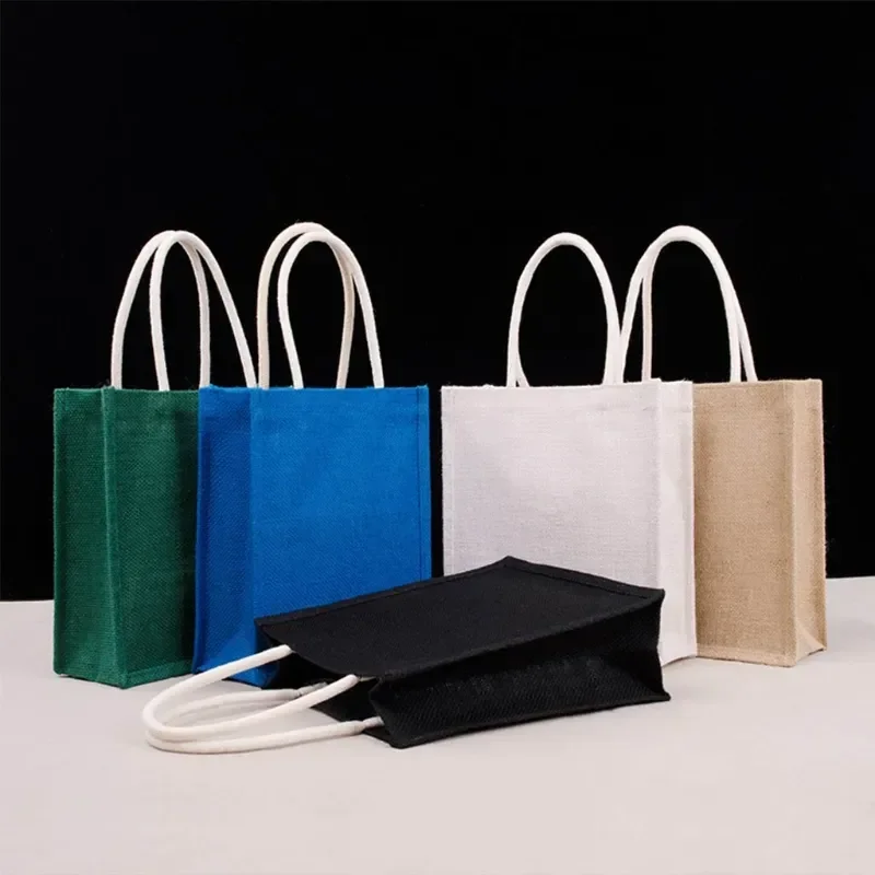 

Jute Burlap Tote Bag Large Reusable Grocery Bags with Handles Swag Shopping Handbag Beach Travel Storage Organizer