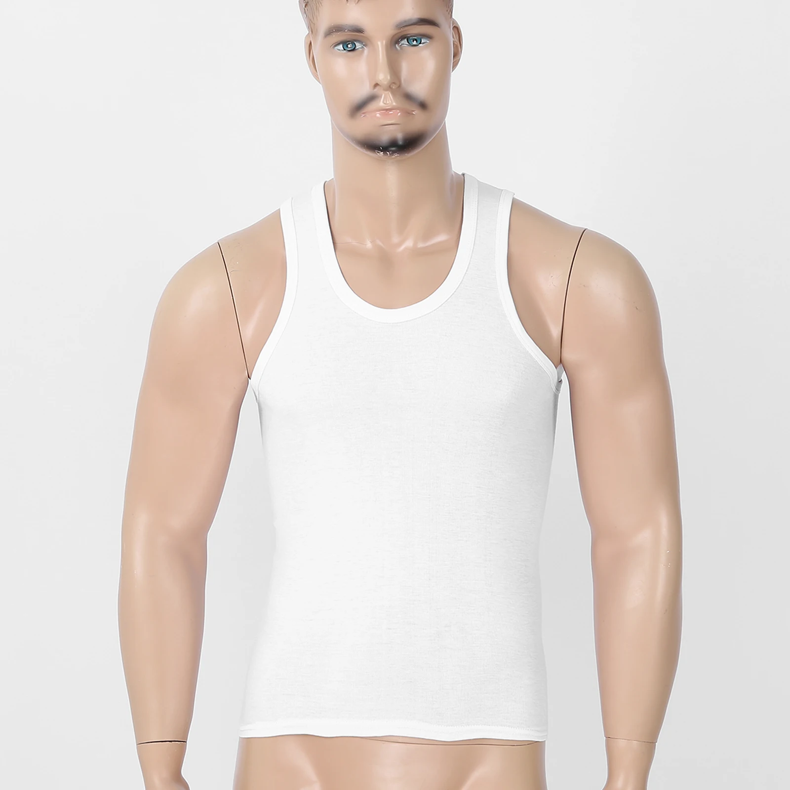 

Men Cotton U Neck Sleeveless Racer Back Stretchy Breathable Vest Tank for Sport Running Football Fitness