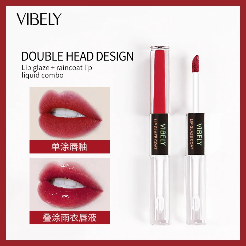 

2IN1 Liquid Lipstick Lip Gloss 6 Colors Waterproof Long Lasting High Pigment Lip Tint Velvet Lip Glaze Matte Lipstick Makeup