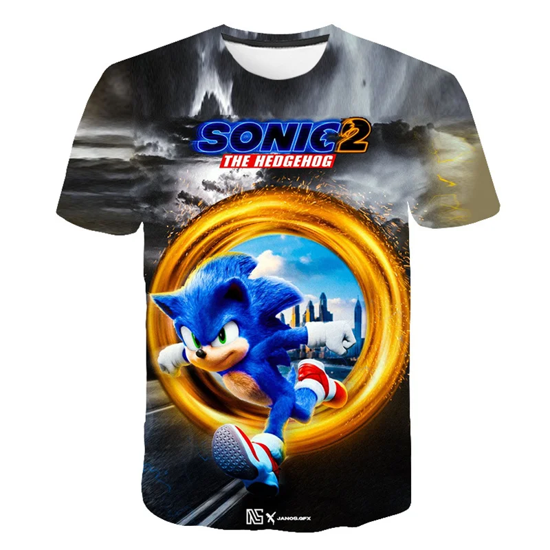 

Summer Children Cartoon Print T-shirts Tees for Kids New Fashion Boys and Girls Super Sonic Short Sleeve Tops Clothes Streetwear