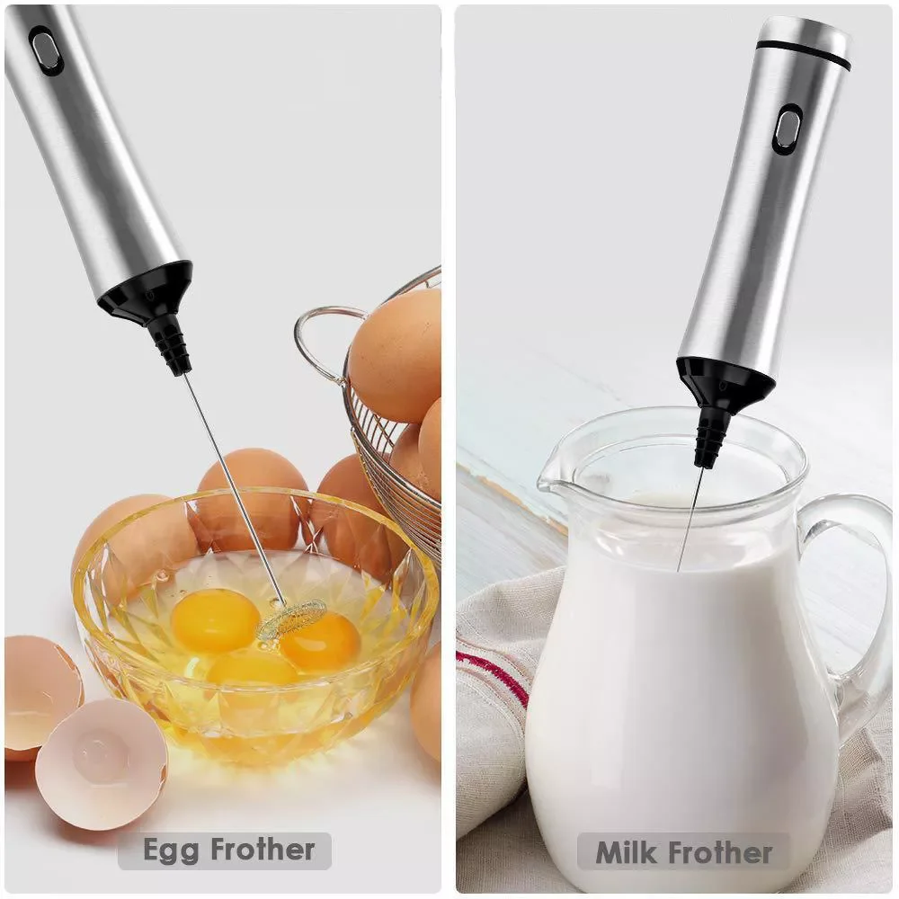 

USB Multifunction Stainless Steel 2 Speeds Chargeable 2 Spring Whisk Head Milk Frother Egg beater Milk Foamer Mixer
