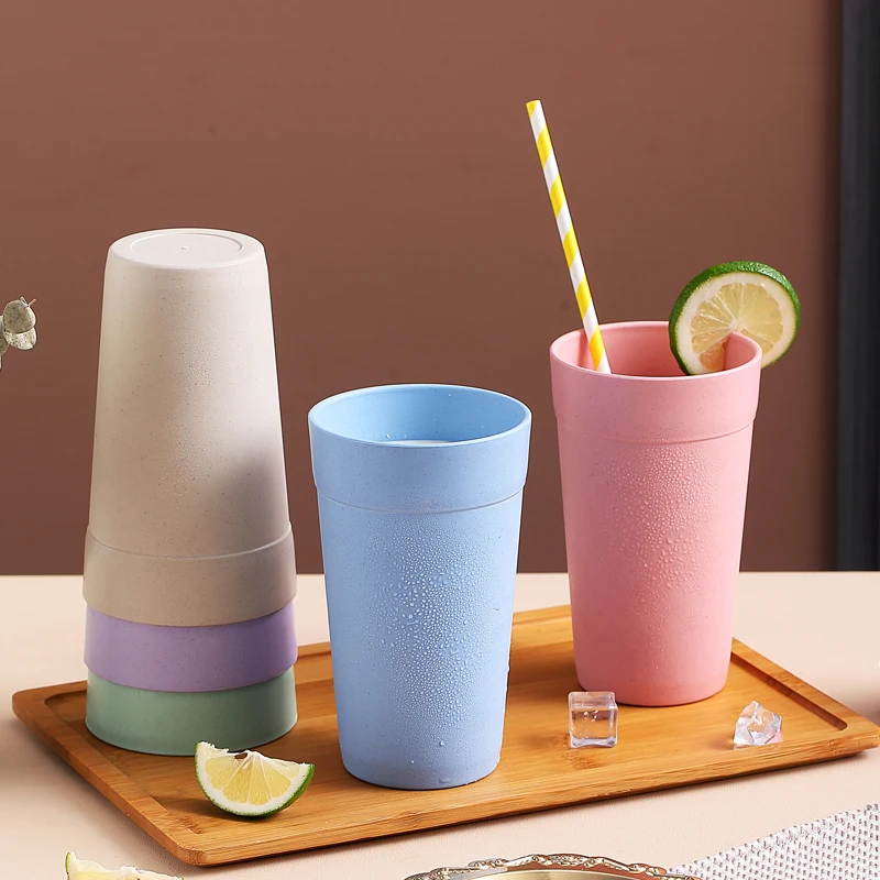 

New Wheat Straw Drinking Mug Eco Friendly Milk Cup Reusable Drinking Mug Camping Picnic Party Degradable Wheat Fruit Juice Cup