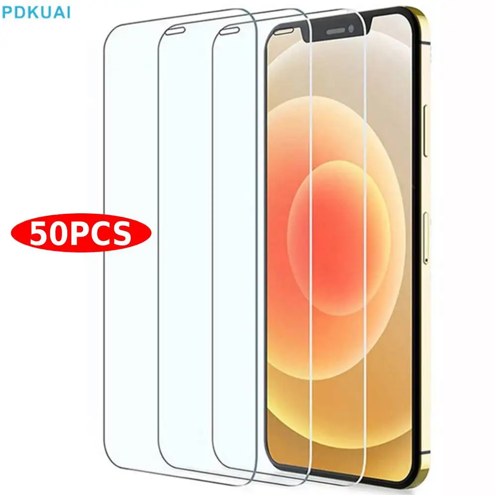 

Закаленное стекло 12D с полным покрытием для iPhone 8 7 6 6S Plus, Защитная пленка для экрана iPhone 11, 12, 13 Pro, XS Max, X, XR, 50 шт.