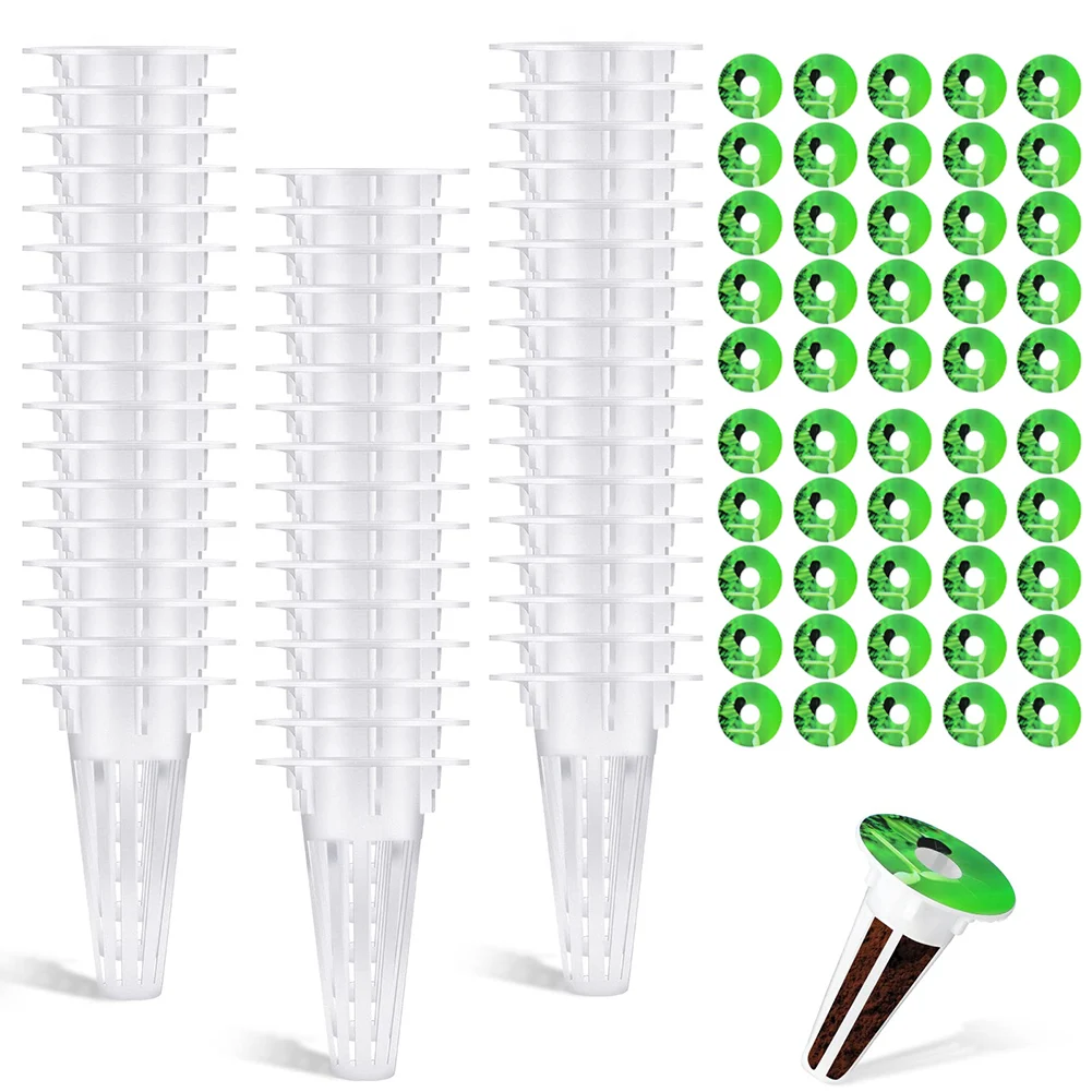 

50 Pcs Hydroponics Soilless Grow Sponges Planting Baskets Sunshade Stickers Set For Aerogarden Planting Growing Supplies