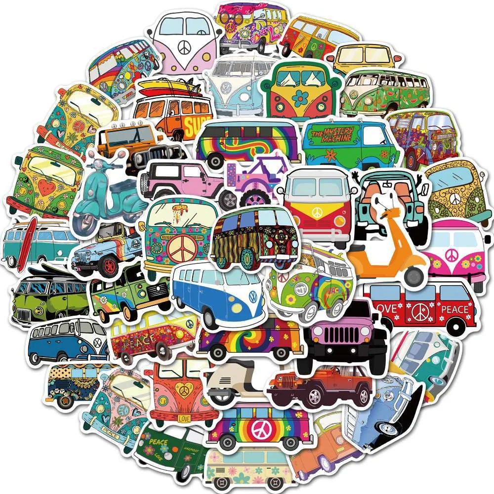 

10/30/50PCS Cartoon Hip Hop Bus Graffiti Sticker for Luggage Laptop IPad Journal Cup Guitar Waterproof Sticker Wholesale