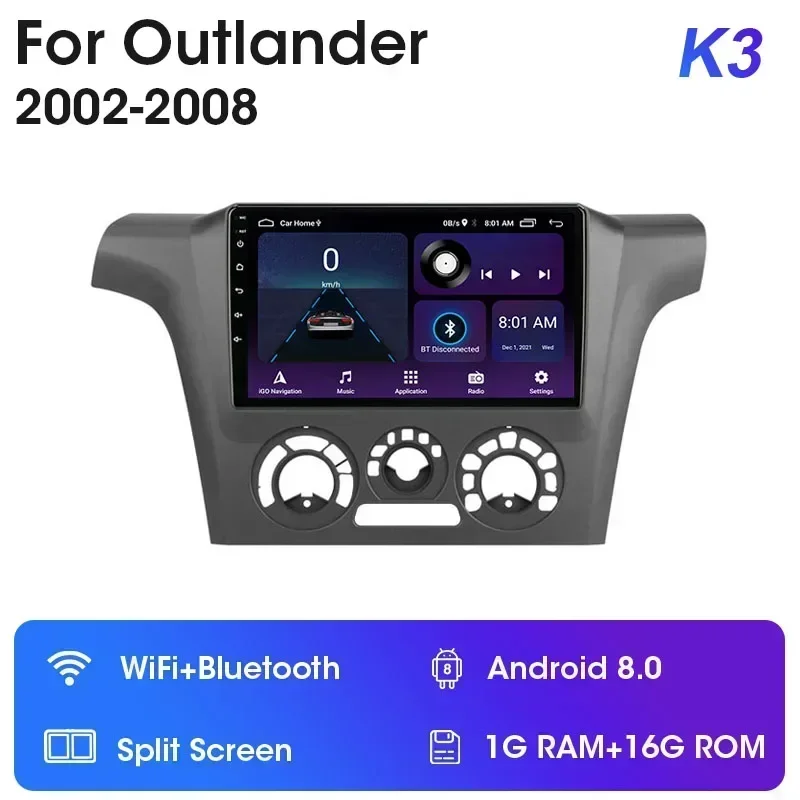 

JMCQ 2Din 4G Android 12 автомобильный радиоприемник мультимедийный видеоплеер для Mitsubishi Outlander 1 2002-2008 навигация GPS Carplay стерео