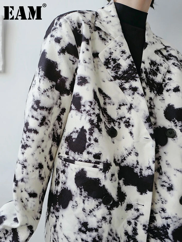 

[EAM] Women Pattern Printed Big Size Blazer New Lapel Long Sleeve Loose Fit Jacket Fashion Tide Spring Autumn 2023 1DF0929