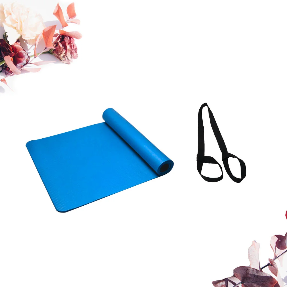 

183x61x1CM Yoga Knee Pad Fitness Elbow Cushion Seat Floor Mat for Sitting Kneeling (Blue, Including Strap)