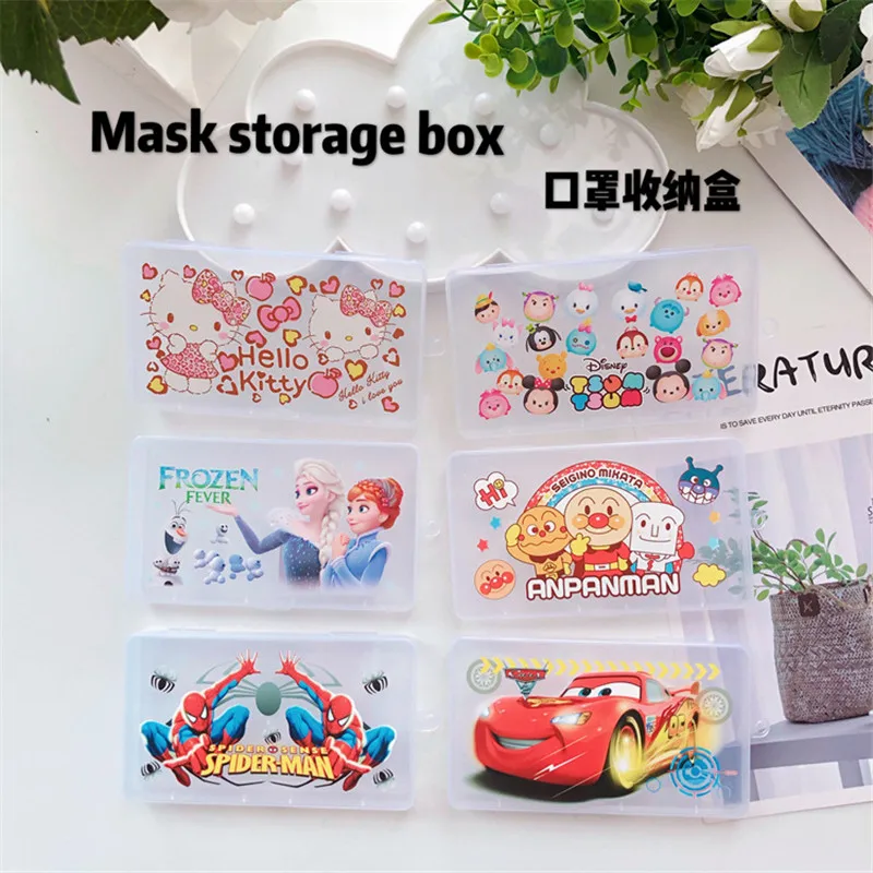 

Disney Anime Frozen Elsa Mickey Mouse Spiderman Mask Portable Pp Mask Storage Box Mask Storage Case Face For Masks Kids Gift