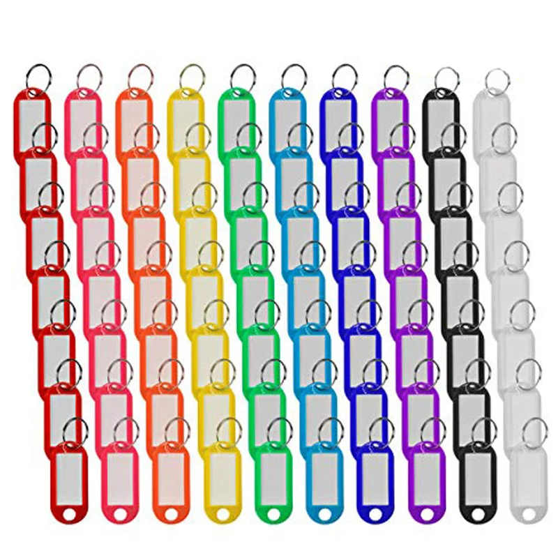 

Plastic Key Tags With Split Ring Label Window, Key ID Tags For Name Tag, Key Chain Tag, Luggage Tags Assorted Colors, 200 Pcs