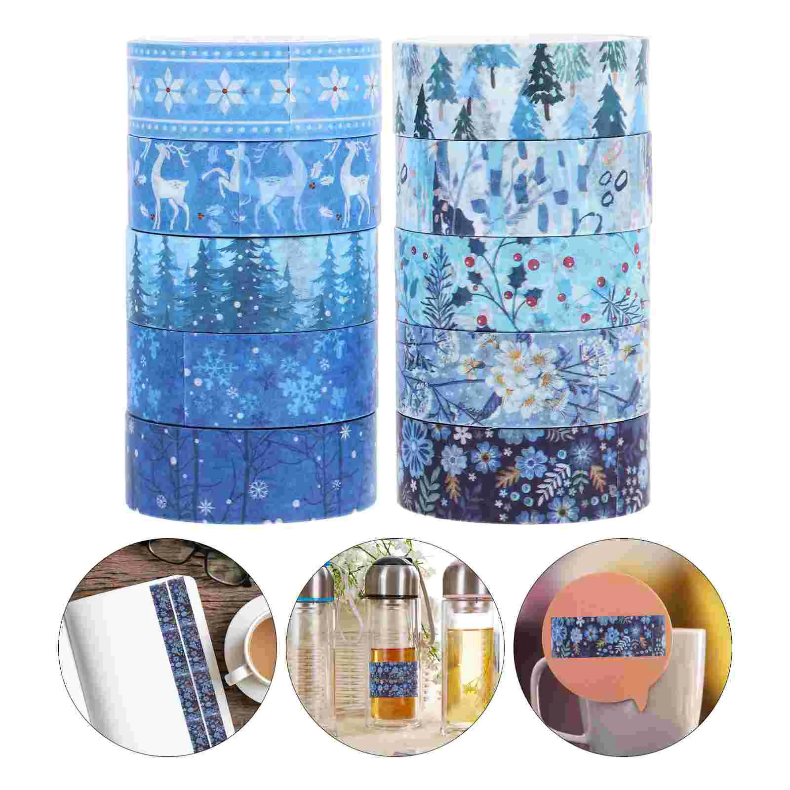 

10 Rolls Christmas Decor Washi Tape Journaling Hand Account Tapes Decorative Cute Winter Japanese Paper Thin