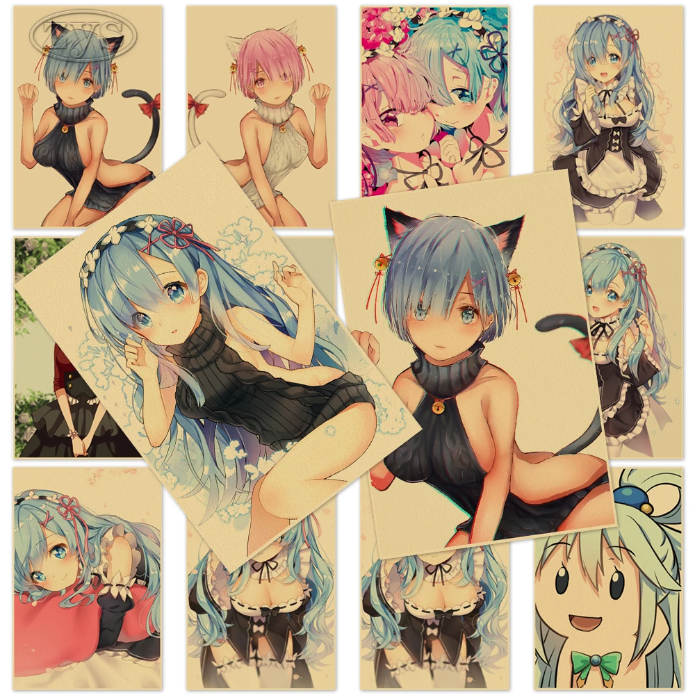 

Кара хаджимера искусственная живопись Re:Zero крафт-бумага аниме настенная печать винтажные картины декор для гостиной Рождественский подаро...