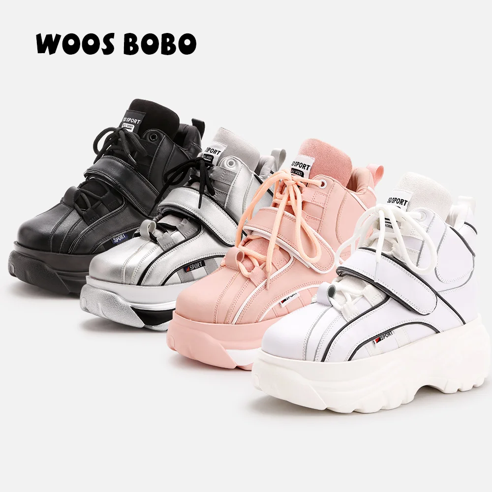 Top Quality Women's Chunky Platform Sneakers Lovely Platform Shoes Increase Casual Sneakers Luxury Fashion Brand News Hook Loop