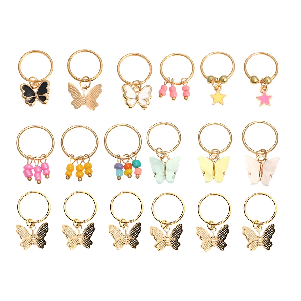 

18pcs Butterflies Charm Dreadlock Clip Hair Ring Dreadlock Clip Hair Jewels for Braids