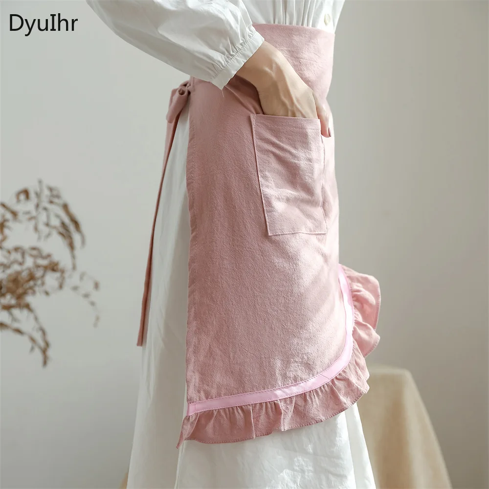 

DyuIhr розовая фотография половина тела большой Карманный кухонный фартук для кафе дома выпечка регулируемый водонепроницаемый фартук