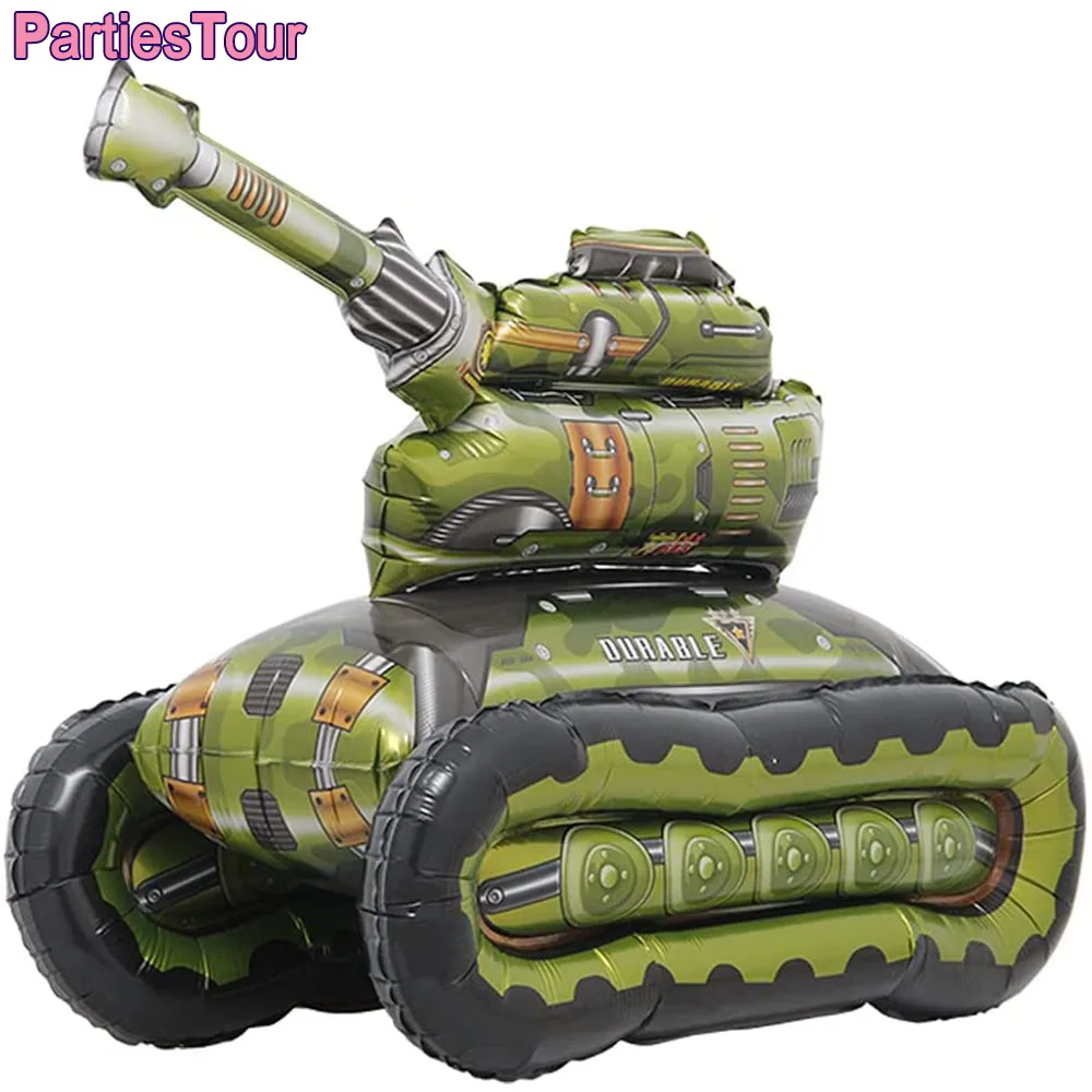 

4D Self Standing Missile Vehicle Tank Foil Balloon Toy Armed Forces Themed Birthday Balloons for Army Camouflage Party Decortion