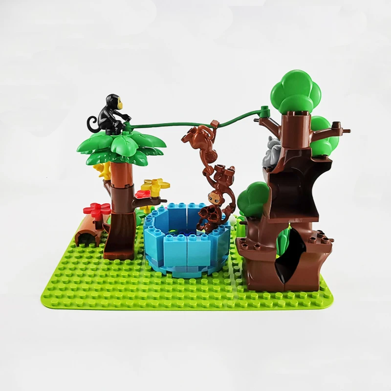 Крупные строительные блоки: обезьяна рыбалка луна лес серия растений кролик