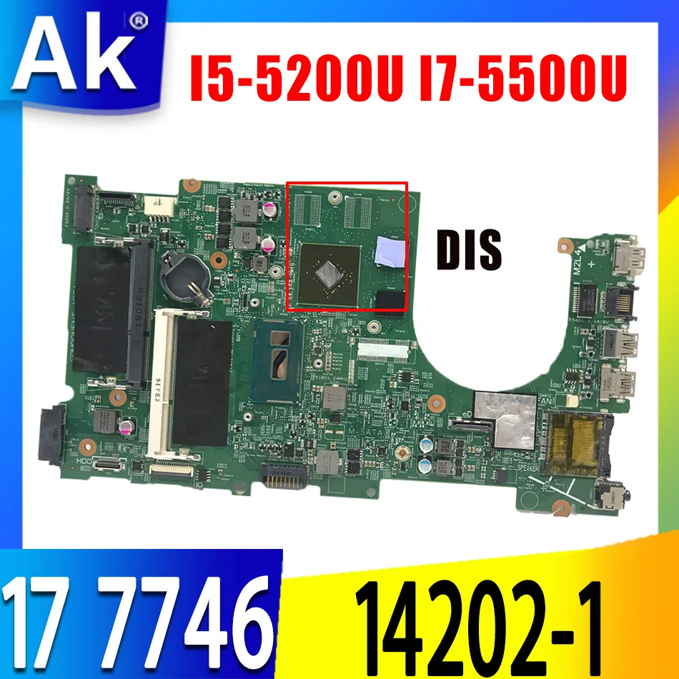 

Материнская плата для ноутбука Dell Inspiron 17 7746, CN-0Y3VW2 0FGHK9 0FR6H6 14202-1, материнская плата DDR3L W/ I5-5200U I7-5500U CPU
