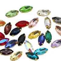 high quality horse eye shape 22 color crystal glass stone rhinestones with gold claw diy jewelry making nail