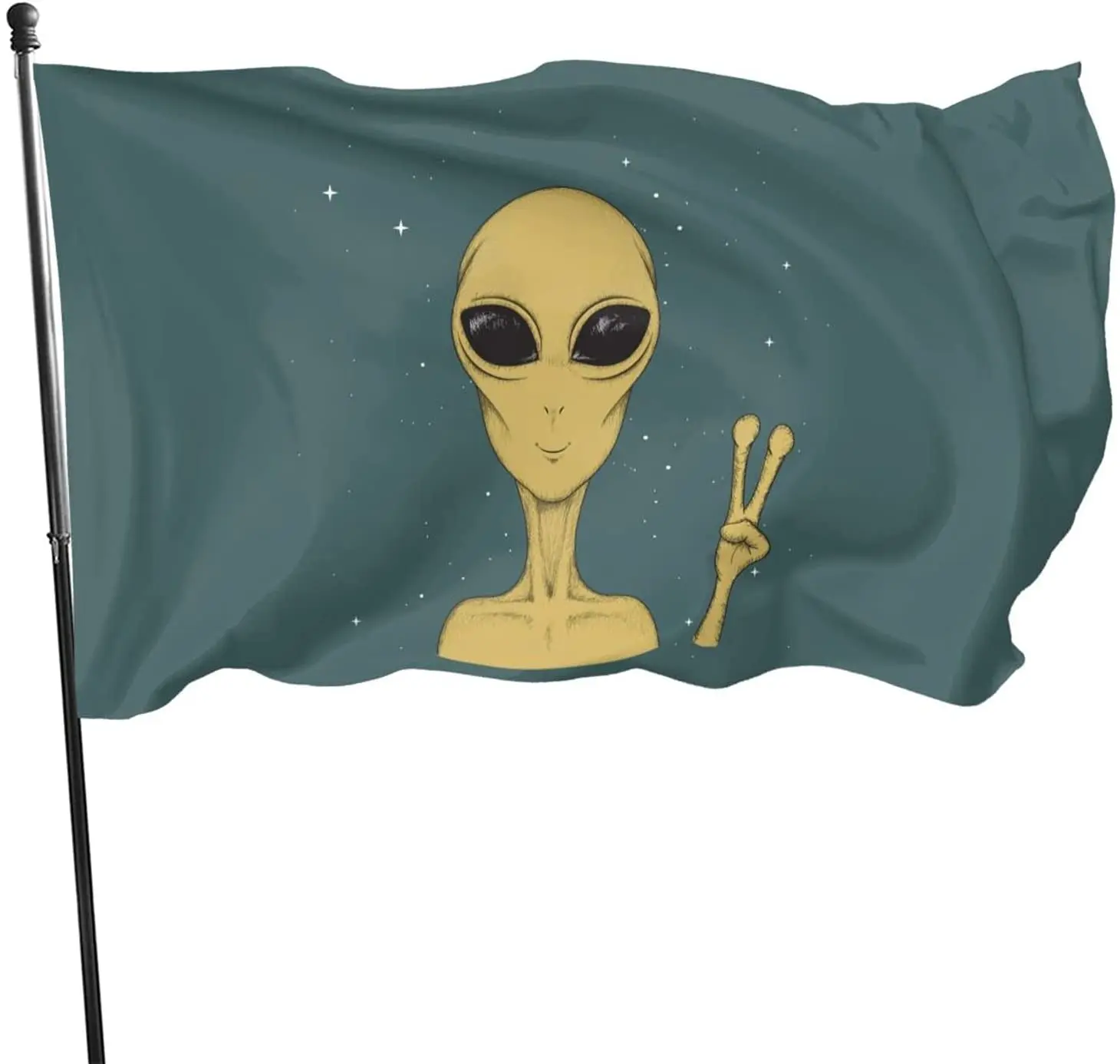 

Martian Alien Peace Sign Retro Garden Flag Welcome Home House Flags Yard Banner Outdoor Decor