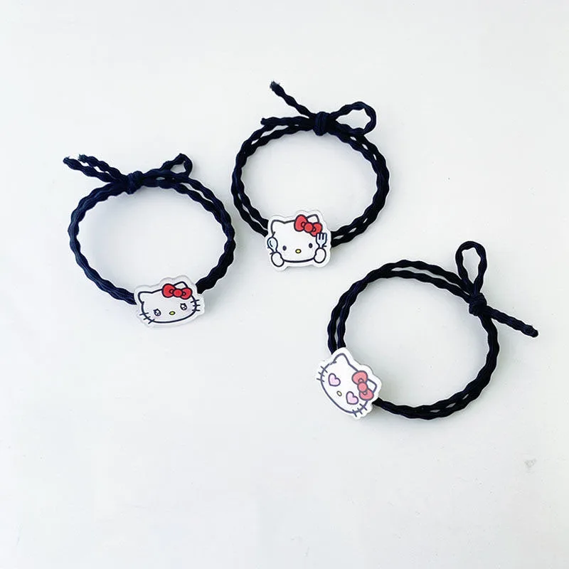 

Kawaii Sanrios Accessories Kuromi HelloKittys Cartoon Creative Funny Bracelet Head Rope Expression Rubber Band Gift for Girls