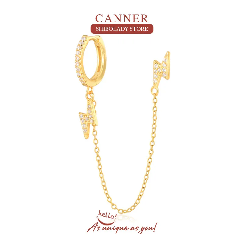 

CANNER 1pcs 925 Sterling Silver Earrings For Women Lightning Chain Earrings Dangle Piercing Enamel Pendientes Mom Gift Trend