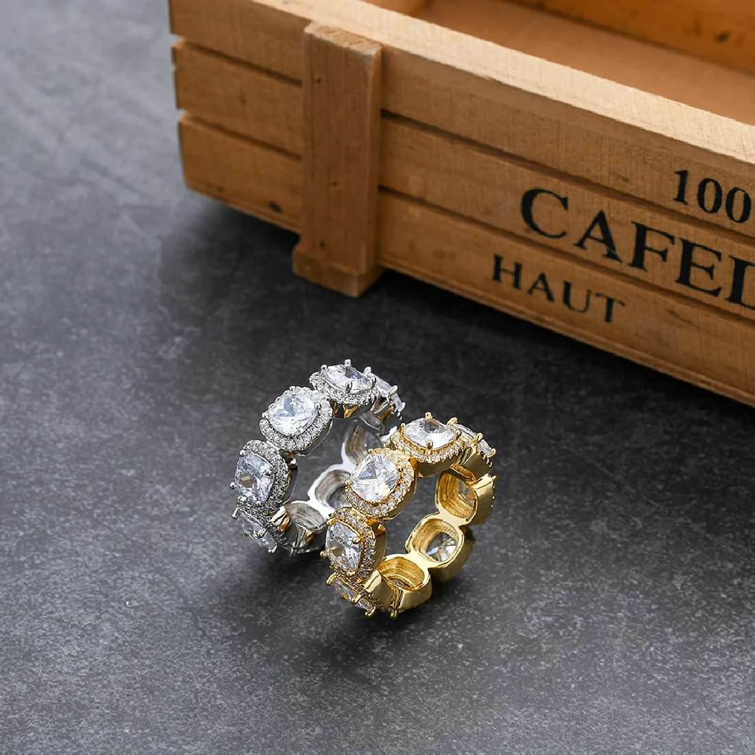 

Hip Hop Cuban Ring Mirco Setting CZ Stone Bling Bling AAA Zircon Brass Rings All Iced Out CZ Stone Rings R026