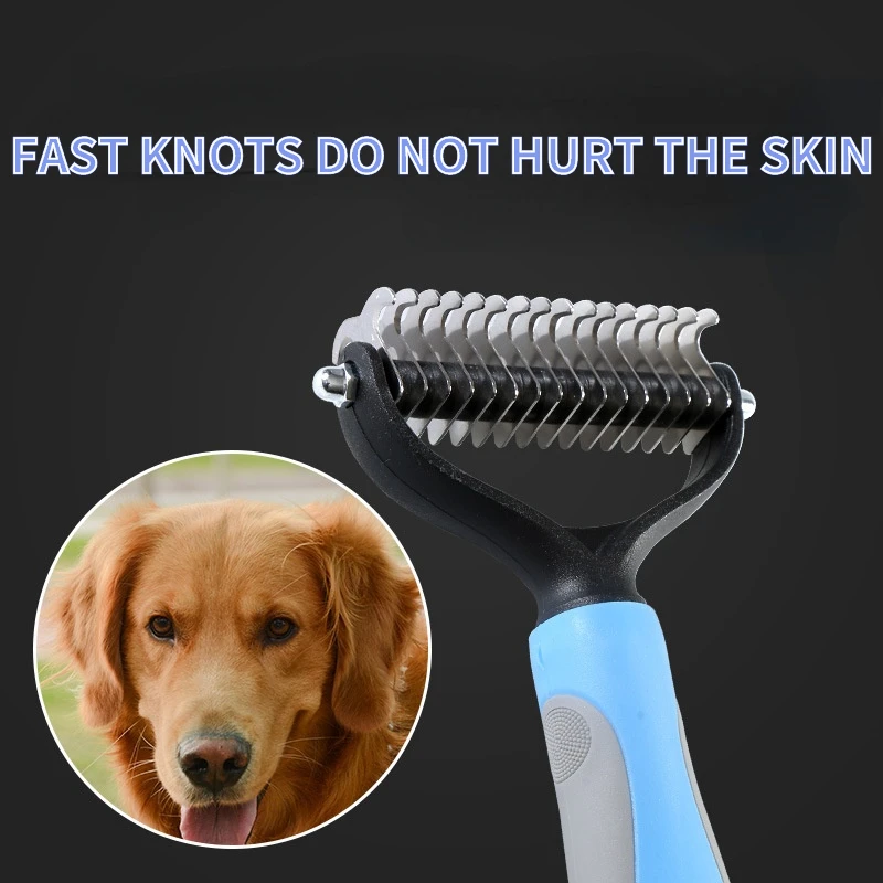 

Hair Removal Comb for Dogs Cat Detangler Fur Trimming Dematting Deshedding Brush Grooming Tool For matted Long Hair Curly Pet